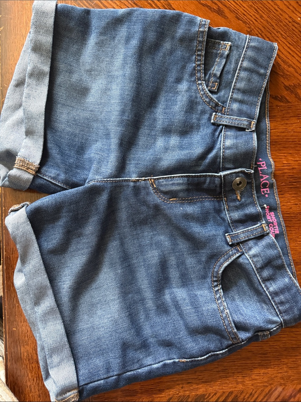 The Children's Place Girls' Dark Blue Rolled-Cuff Denim Shorts